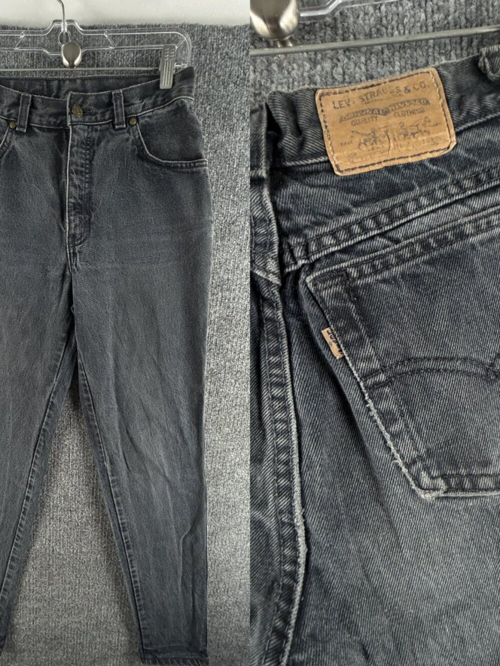 VTG Levis Orange Tab ** Tapered Women Black Jeans 25 Solid Adult ACTL 25x31.5